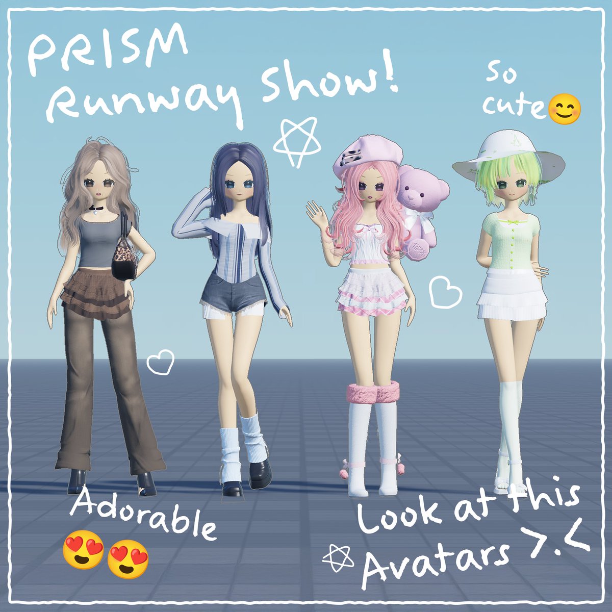 PrismRunwayShow's tweet image. They&apos;re getting ready just for you🌈
Which color would you choose to style with?
And… which look is your favorite so far? 👀💕

#PrismRunwayShow #PRS #RobloxFashion #Roblox