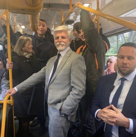 Me: "It's impossible to travel public transports in style"
President Pavel: "Hold my handrail"