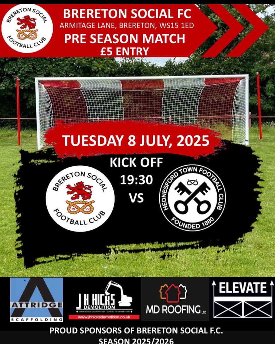 breretonsocialf's tweet image. 🔴 MATCHDAY ANNOUNCEMENT ⚪️
It’s game day! We host our neighbours from over the Chase — Hednesford Town — tonight at The Red Lion Ground in what promises to be a fantastic pre-season test for the lads and a great evening for the club.

🦁🔴⚪️ 🤝 ⚫️⚪️⛏️
Don’t miss this exciting…