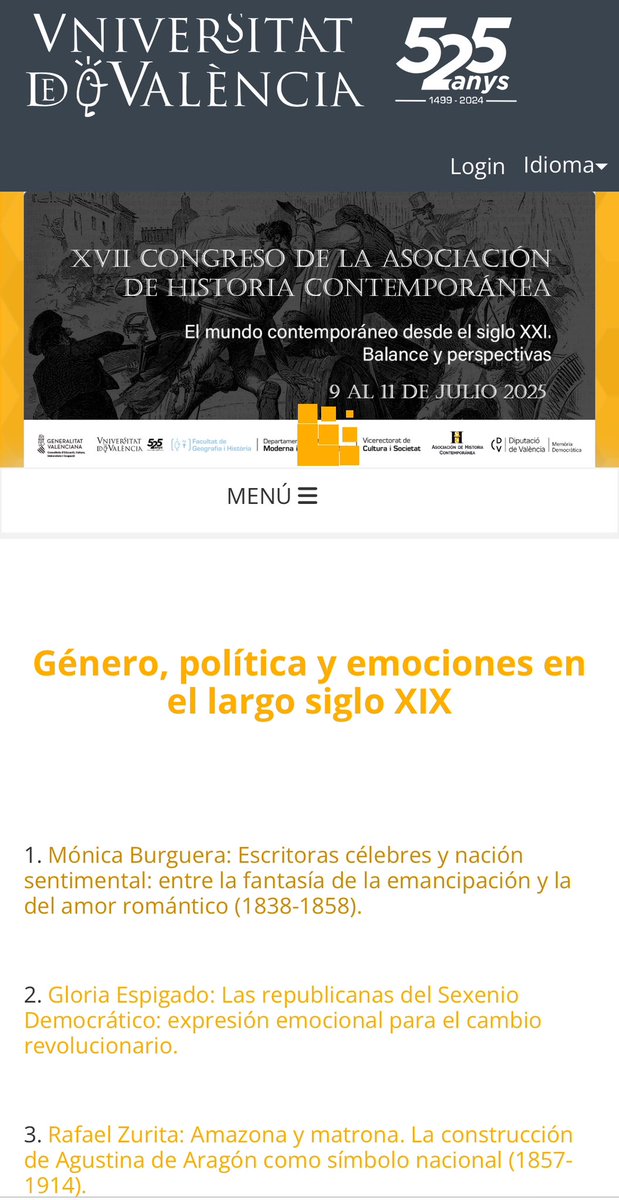 TRAMOS. Género, política y emociones en el S. XIX (@tramosxix) on Twitter photo Mañana comienza el XVII Congreso de la <a href="/Ahistcon/">Asociación de Historia Contemporánea</a> que se celebra en Valencia.🏖️🌞
Nuestro proyecto organiza una de las mesas, la número 26, «Género, política y emociones en el largo siglo XIX», que tendrá lugar el 10 de julio de 12h a 14h y de 16h a 18h.
¡Nos vemos por ahí! Mañana comienza el XVII Congreso de la <a href="/Ahistcon/">Asociación de Historia Contemporánea</a> que se celebra en Valencia.🏖️🌞
Nuestro proyecto organiza una de las mesas, la número 26, «Género, política y emociones en el largo siglo XIX», que tendrá lugar el 10 de julio de 12h a 14h y de 16h a 18h.
¡Nos vemos por ahí!
