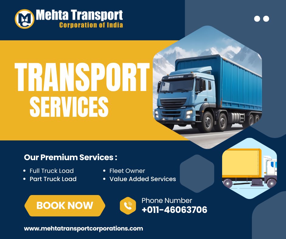 mehta_transport's tweet image. 🚛 Logistic Services You Can Rely On – Mehta Transport Corporation

📦 We offer smart, efficient, and customised logistics solutions for your business needs:
 
📞 +91-9829011249
🌐 mehtatransportcorporations.com

#MehtaTransport #LogisticsServices #FTL #PTL #FleetOwner #ValueAdded