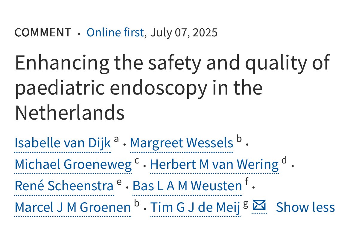 LancetGastroHep's tweet image. New Comment - Enhancing the safety and quality of paediatric endoscopy in the Netherlands
thelancet.com/journals/langa…
#GITwitter