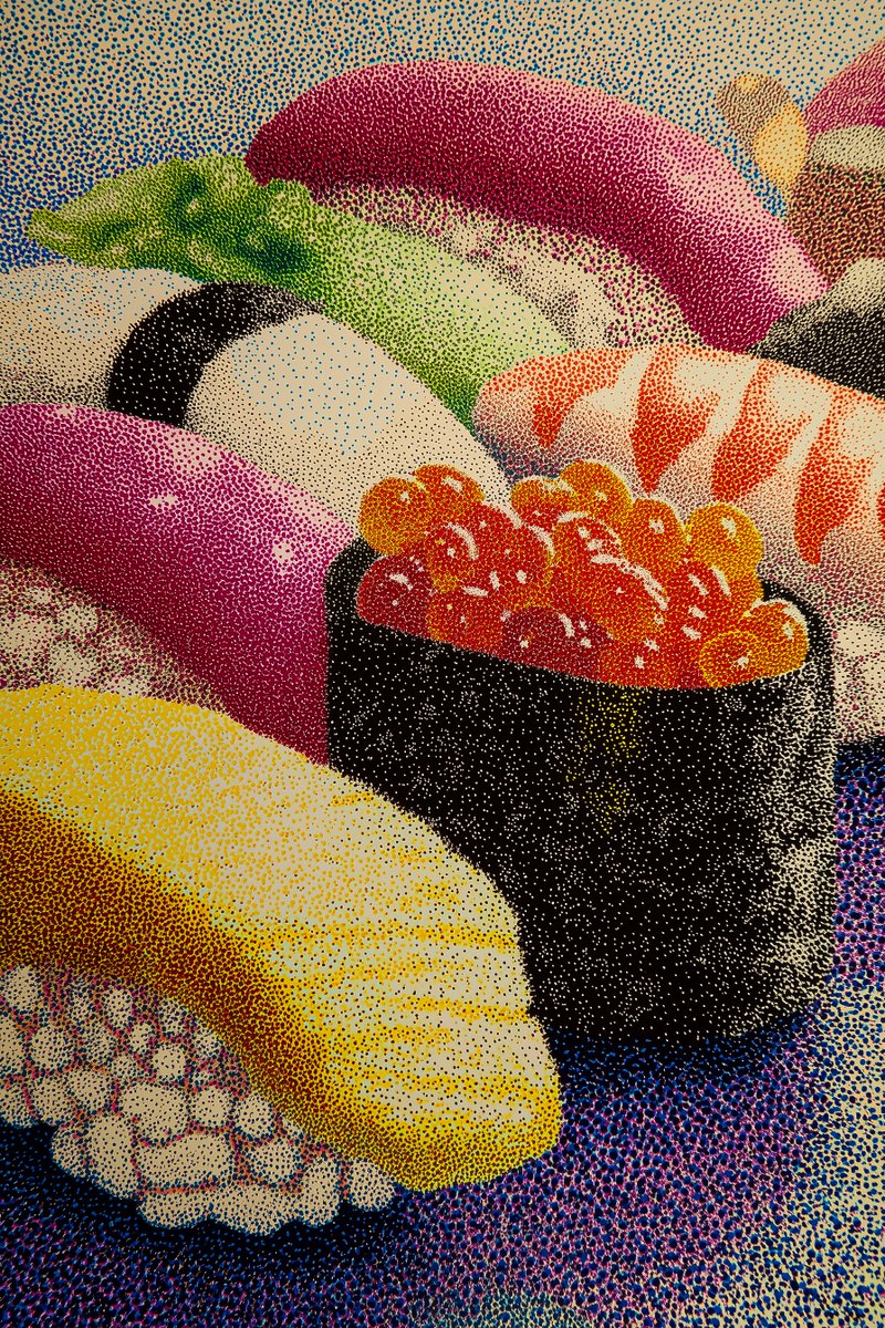 RichardNadler1's tweet photo. GM! NeoNigiri: A Thousand Dots of Flavor (1/1) will be available on auction today via AOTM. Link below. https://t.co/xUIhMxsm5s