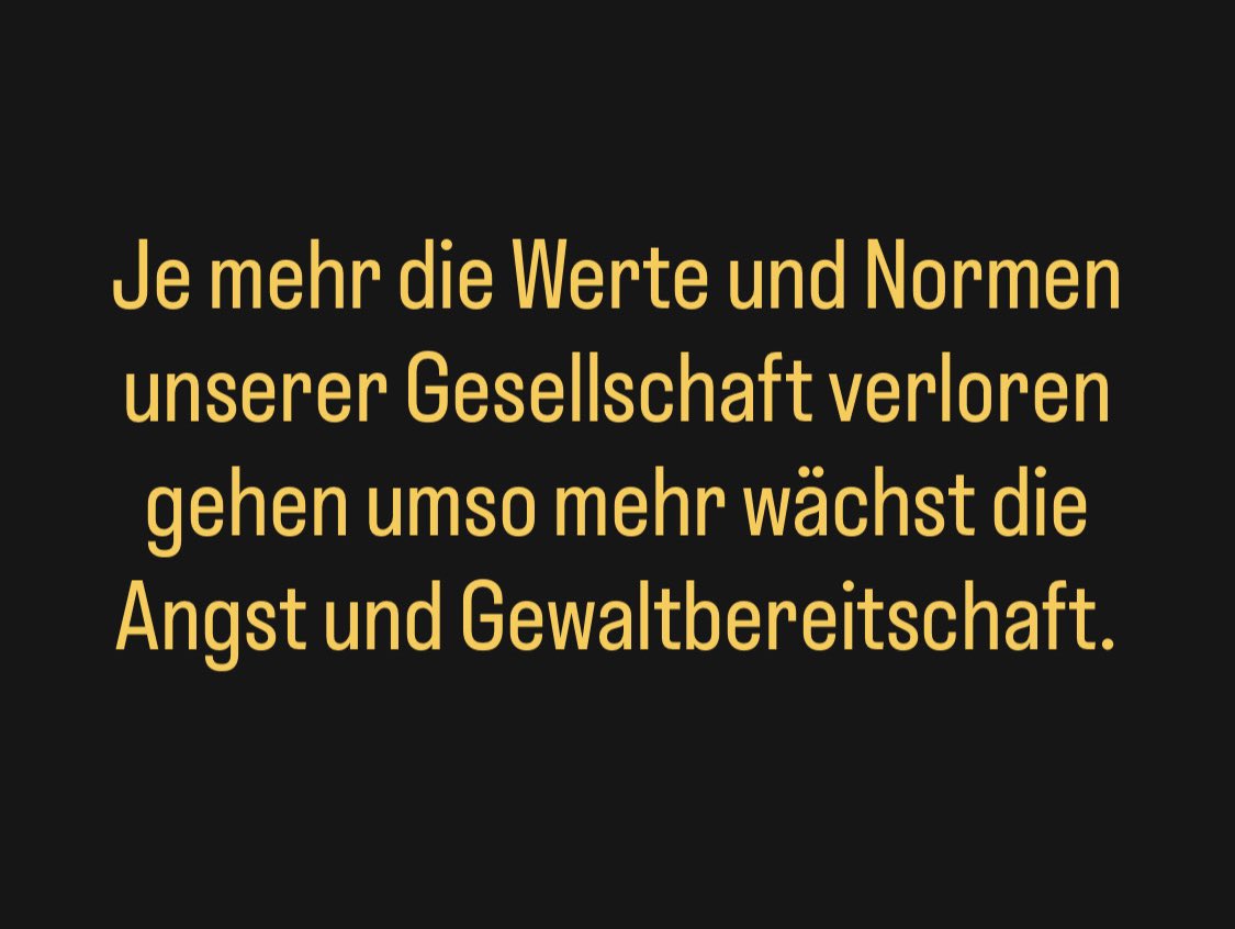 Je mehr die Werte und Normen unserer Gesellschaft verloren gehen umso mehr wächst die Angst und Gewaltbereitschaft.  #werte #normen #gesellschaft #sicherheit #inneresicherheit #politik #kriminalität #messerattacke #messerangriffe #kinderschutz