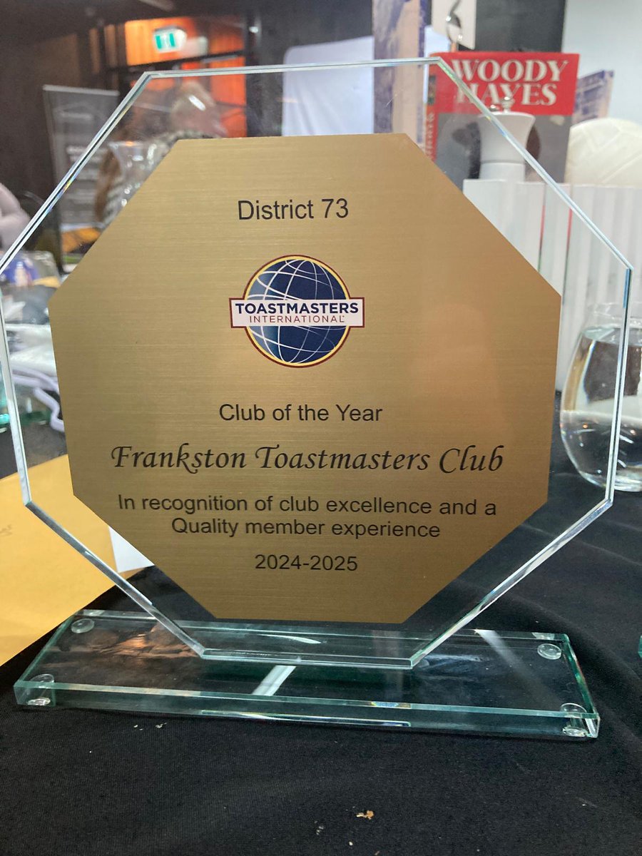 From 109 clubs in <a href="/d73tm/">District 73 Toastmasters</a> #Frankston, together with Lynbrook, were tied for "CLUB OF THE YEAR 2024-2025". 
An amazing achievement having won the award previously during #lockdown we are honoured and proud of our amazing team at <a href="/1851Toastmaster/">FrankstonToastmasters</a>