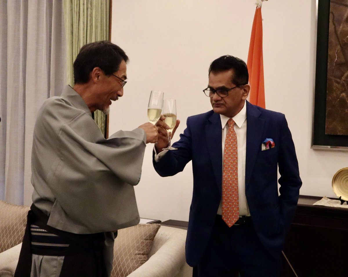 ONO Keiichi, Ambassador of Japan (@japanambindia) on Twitter photo Honored to host a reception to express heartfelt gratitude to my good friend, <a href="/amitabhk87/">Amitabh Kant</a>, for his extraordinary leadership and unwavering dedication as G20 Sherpa.
His legacy will continue to inspire and shape the future of 🇮🇳, 🇯🇵🤝🇮🇳 relations, and the world for years to come. Honored to host a reception to express heartfelt gratitude to my good friend, <a href="/amitabhk87/">Amitabh Kant</a>, for his extraordinary leadership and unwavering dedication as G20 Sherpa.
His legacy will continue to inspire and shape the future of 🇮🇳, 🇯🇵🤝🇮🇳 relations, and the world for years to come.