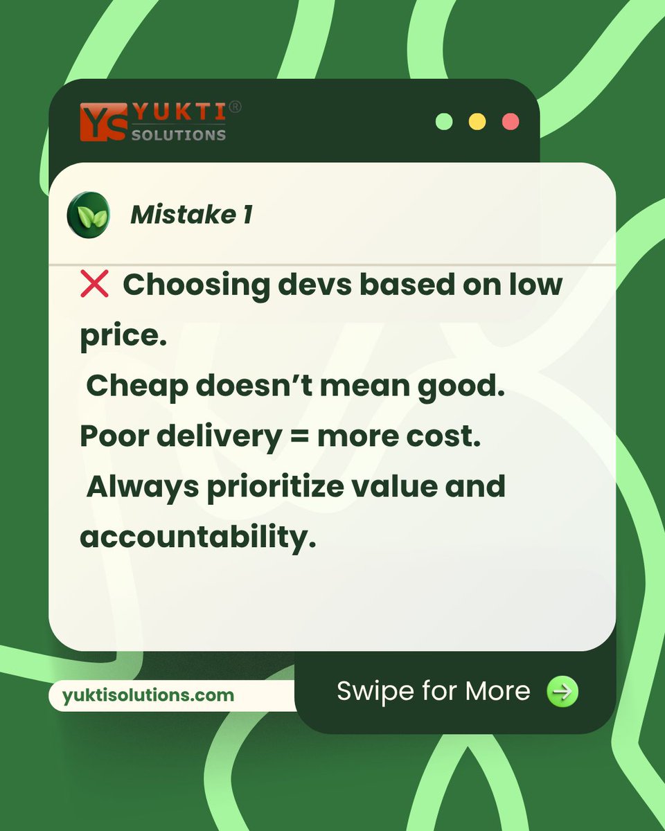 yuktisolutions's tweet image. Hiring devs? Don’t fall into these 3 traps:

1️⃣ Cheap devs = expensive delays
2️⃣ No MVP scope = total chaos
3️⃣ No risk buffer = missed deadlines
Want our proven Pre-Hiring Checklist?
DM “FIX” and we’ll send it over.
#StartupTips #Founders #HiringDevs #MVP #TechHiring