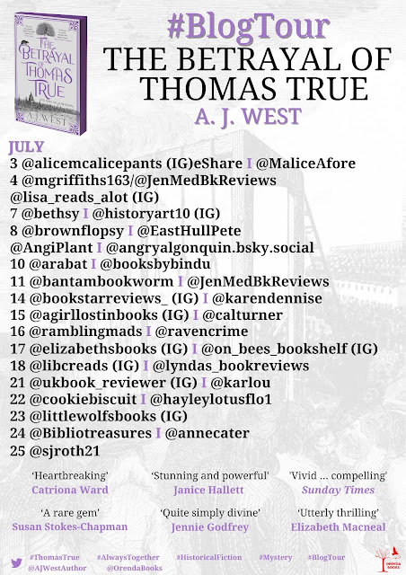 Sue at Brown Flopsy's Book Burrow 🐇📖 (@brownflopsy) on Twitter photo Welcome to my stop on the <a href="/RandomTTours/">Random Things Tours 🇺🇦</a> #BlogTour for the paperback release of the heart-wrenching historical fiction novel #TheBetrayalOfThomasTrue by <a href="/AJWestAuthor/">AJ West #AlwaysTogether</a> 🦚
Out now in stunning purple from <a href="/OrendaBooks/">Karen Sullivan 🇺🇦🇨🇦🇬🇧</a> 💜
brownflopsy.blogspot.com/2025/07/the-be… Welcome to my stop on the <a href="/RandomTTours/">Random Things Tours 🇺🇦</a> #BlogTour for the paperback release of the heart-wrenching historical fiction novel #TheBetrayalOfThomasTrue by <a href="/AJWestAuthor/">AJ West #AlwaysTogether</a> 🦚
Out now in stunning purple from <a href="/OrendaBooks/">Karen Sullivan 🇺🇦🇨🇦🇬🇧</a> 💜
brownflopsy.blogspot.com/2025/07/the-be…