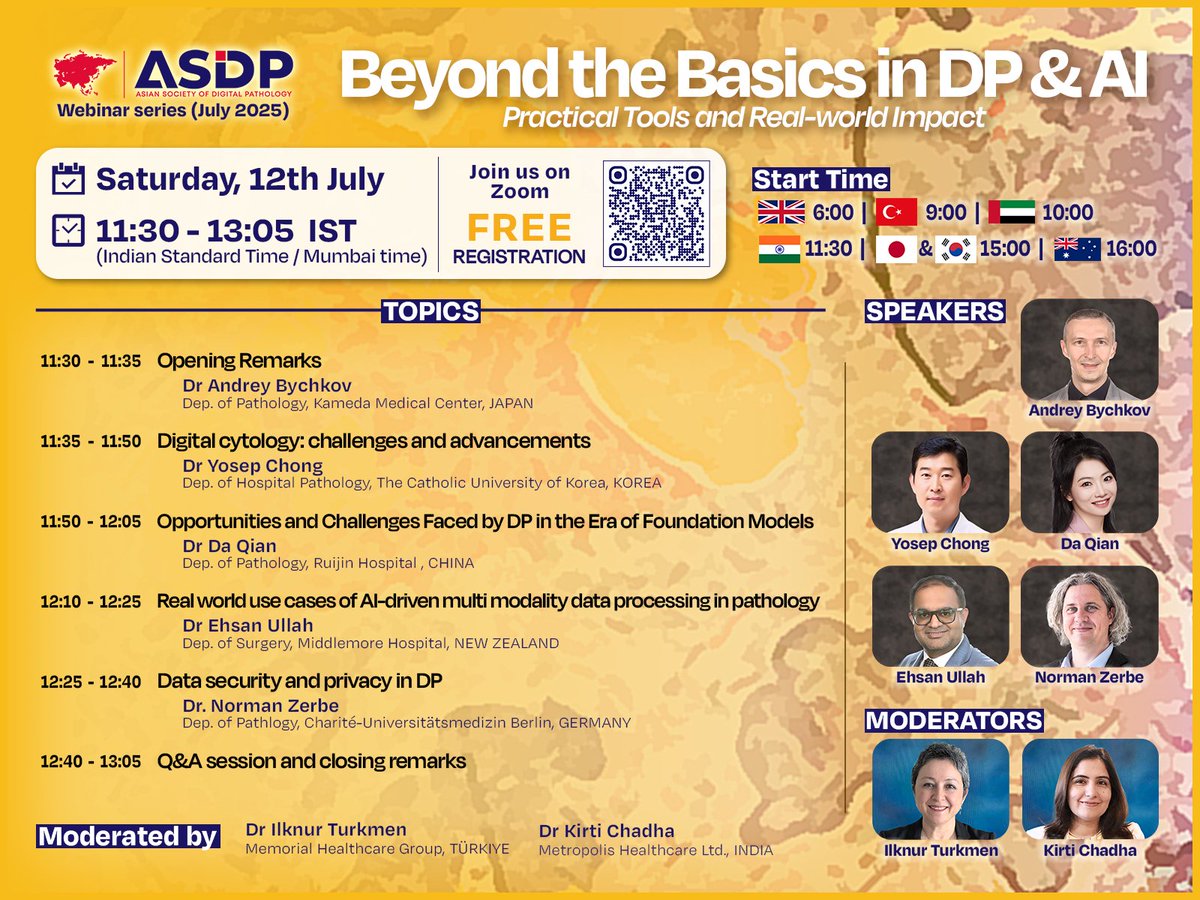 🚨 Join us this Saturday for the ASDP Webinar Series!

Don’t miss this opportunity to engage with leading voices in #DigitalPathology and #AI. 
Register now for FREE and explore the full program featuring our esteemed speakers and moderators 👇
