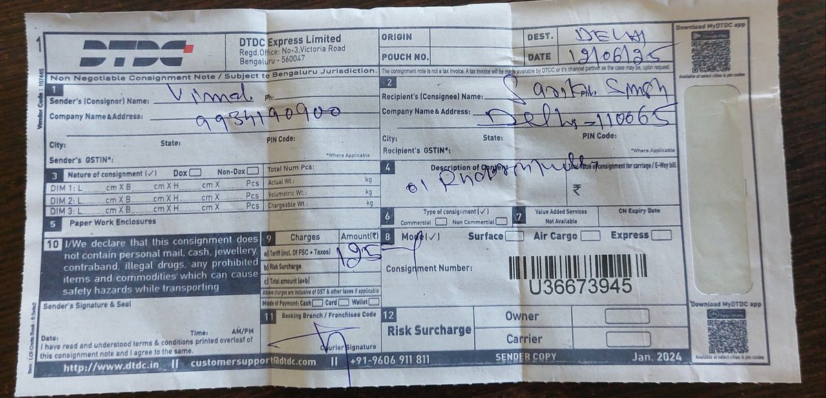 <a href="/vijaydeojha/">vijay deo jha</a> <a href="/DTDCIndia/">DTDC Express Limited</a> These DTDC people are frauds of first order. Recently I sent a parcel from Varanasi to Delhi and these thugs returned the same saying that the receiver didn't responded to their phone calls. This was absolutely wrong, no one called the receiver and marked fake attempt.