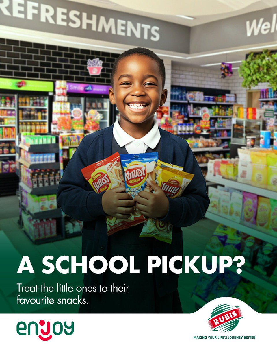 After-school munchies? Say less.
Keep their energy and joy going with a treat of their favorite snacks from the Enjoy Store at our service stations.
 
RUBiS UG  Enjoy Store