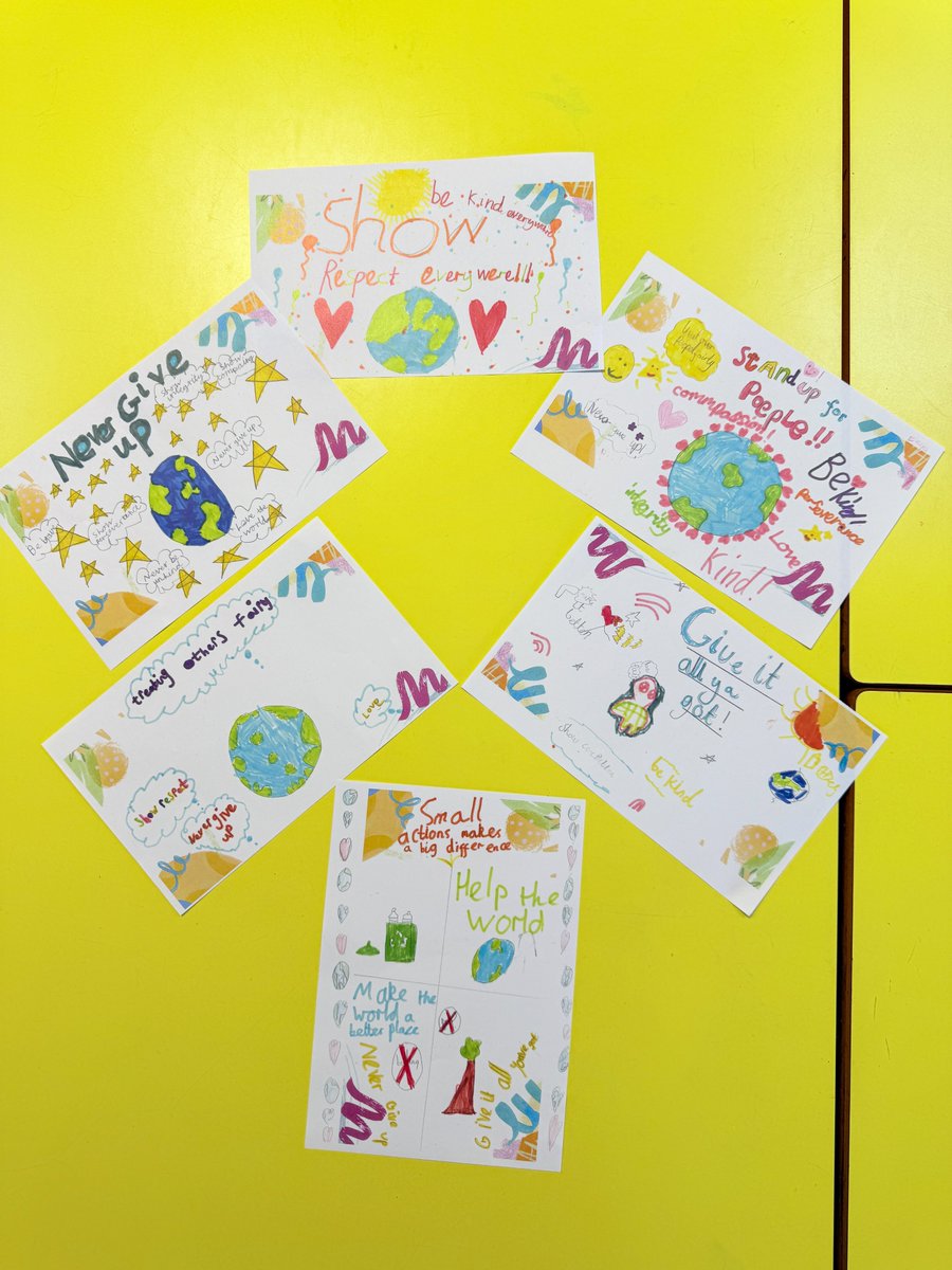 SFPSBournville's tweet photo. Year 2 made kindness posters in RE 💜
They learned how George Cadbury helped others by building better homes for the workers. “Be kind to one another.” 🌟 #Historyweek #Bournville https://t.co/ykFxu8IVCP