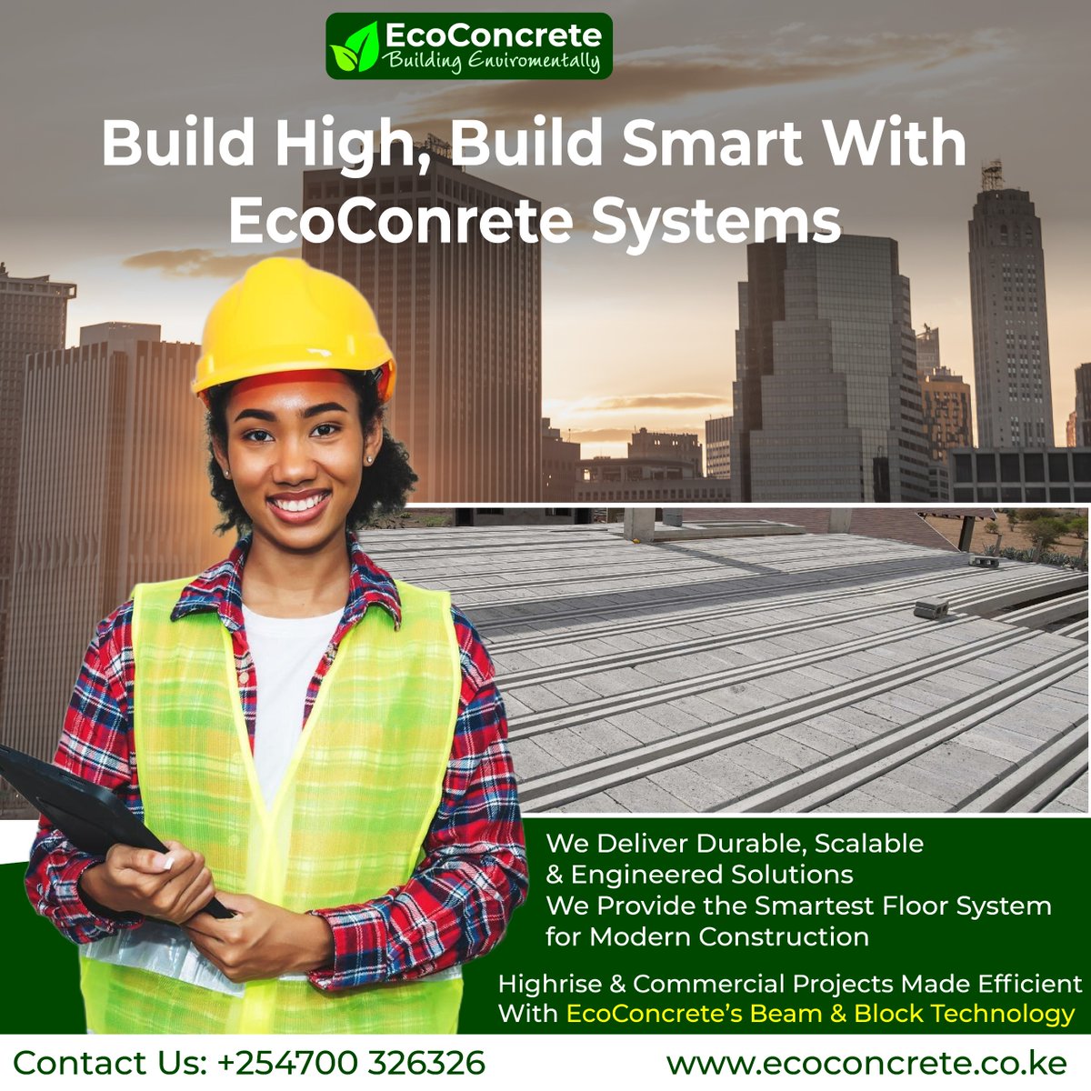 High-rise and commercial buildings demand speed, strength, and efficiency during construction—qualities that EcoConcrete’s Ready Flooring System delivers with precision. By eliminating the need for on-site curing, formwork, and extensive propping, the system significantly reduces