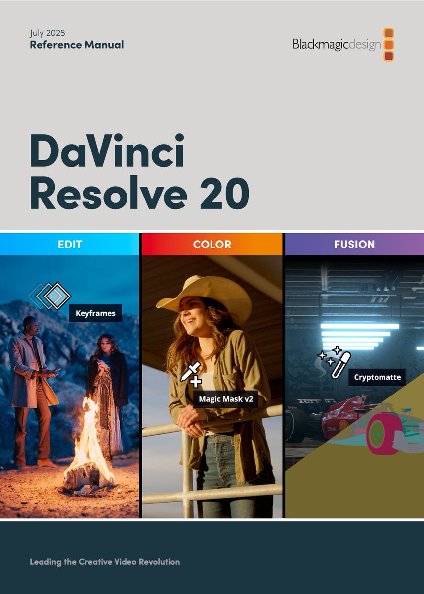 DaVinci Resolve 20で公開が遅れていた、、、、 リファレンスマニュアル(英語)がついに公開！全4,234ページ
気になる新機能の詳細は、まず、これで確認！
把握がはかどりますね！
documents.blackmagicdesign.com/UserManuals/Da…
#DaVinciResolve #ダビンチリゾルブ