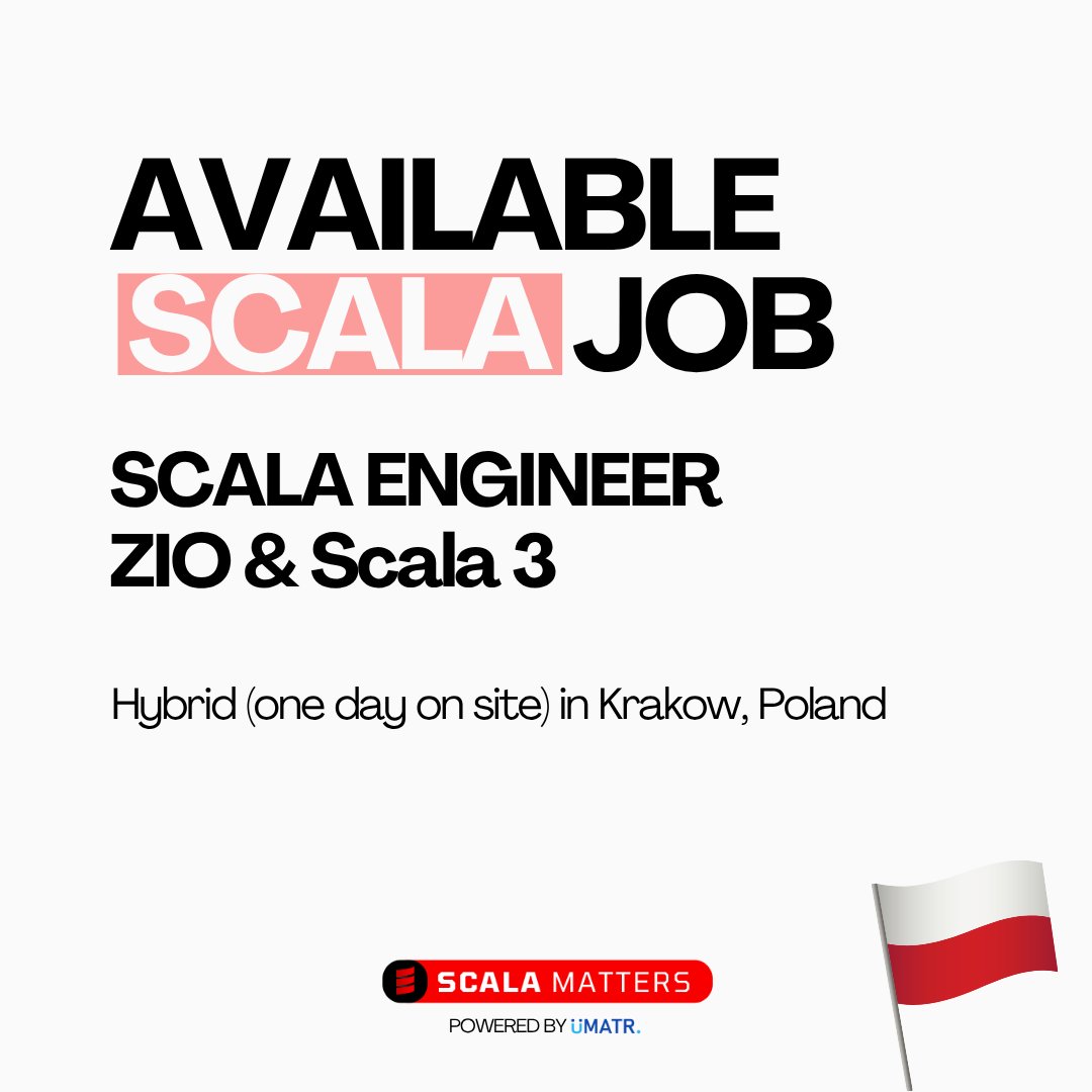 scalaMatters's tweet image. #Hiring Scala Software Engineer 🚨
• Zio & #Scala 3
• Krakow, Poland
Interested or know someone who would be a good fit?
📧 Hello@umatr.io