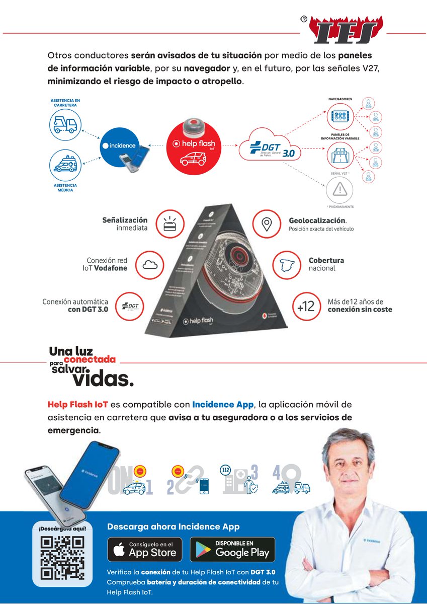 HELP FLASH IoT BALIZA LUZ EMERGENCIA V16 CON GEOLOCALIZACION HOMOLOGADA DGT 3.0 AÑO 2026 360º BASE IMAN IP54 PILAS INCLUIDAS

Desde hoy sustituto del triángulo de emergencia y obligatorio en 2026
En stock a 50€ IVA incluido
Pedidos: oficina.cial1@comesur.es