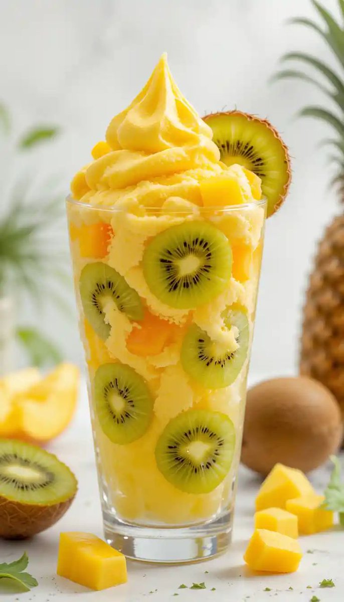 mango ice cream, kiwi slices🥭🥭🥝