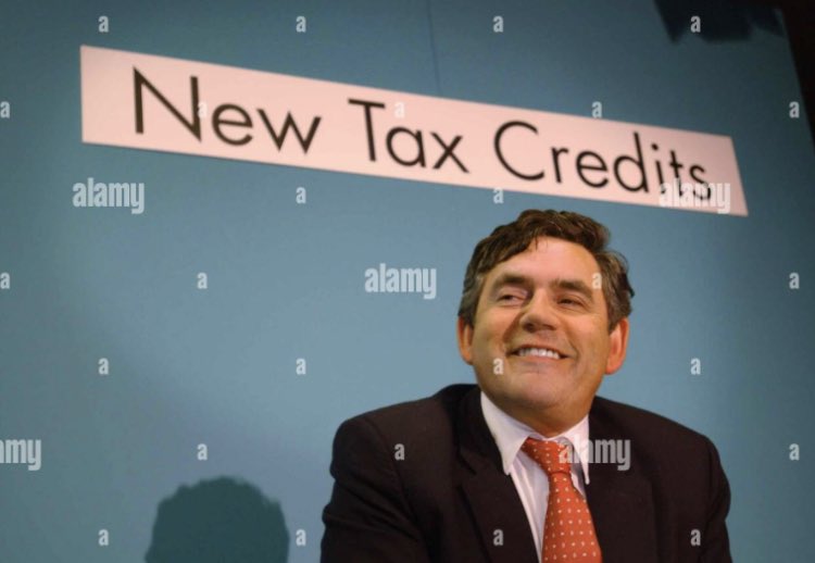#OTD 2002. Tax Credits Act. 5.75m families are made eligible for a top up to their wages. 

The average family is said to be £1200 better off, while the poorest up to £2400. 

Brown hails it the biggest reform to welfare since Beveridge