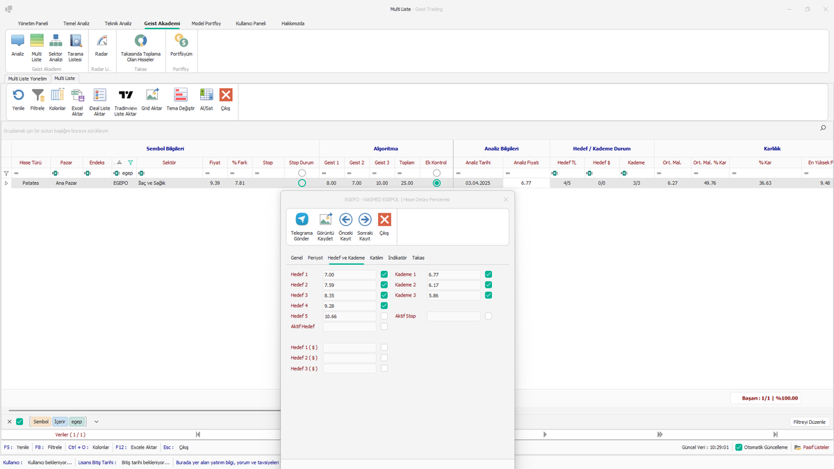 🔍 Hisse Analizi &amp; Sonuç İncelemesi
🎯 İncelenen Hisse: #EGEPO
Gelin, birlikte bir hisse analizini ve sonucunu değerlendirelim. Hem teknik süreci hem de bu süreçten çıkarılması gereken dersleri birlikte gözden geçirelim.

📅 Algoritmaya Giriş Tarihi: 03.04.2025
📈 İlk Analiz
