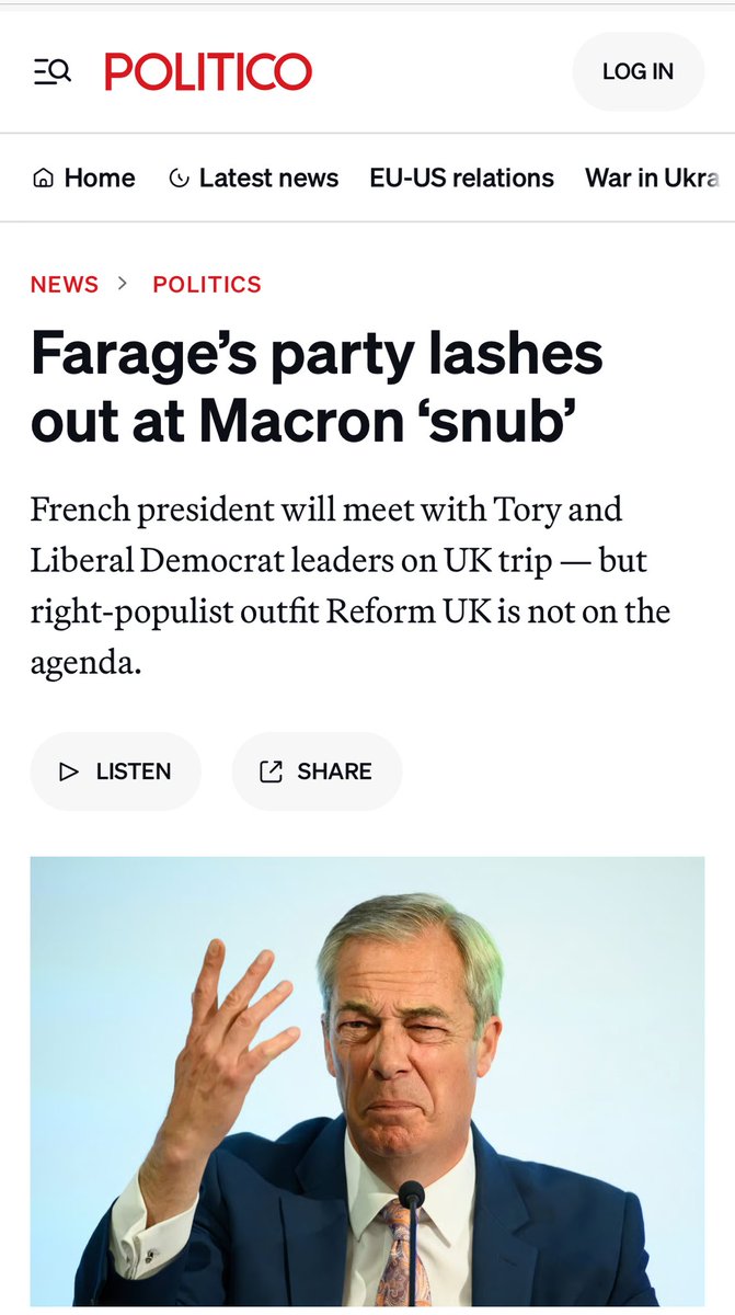 Reform UK has 0.77% of UK Parliamentary seats……why would the President of France find that a good use of time?
