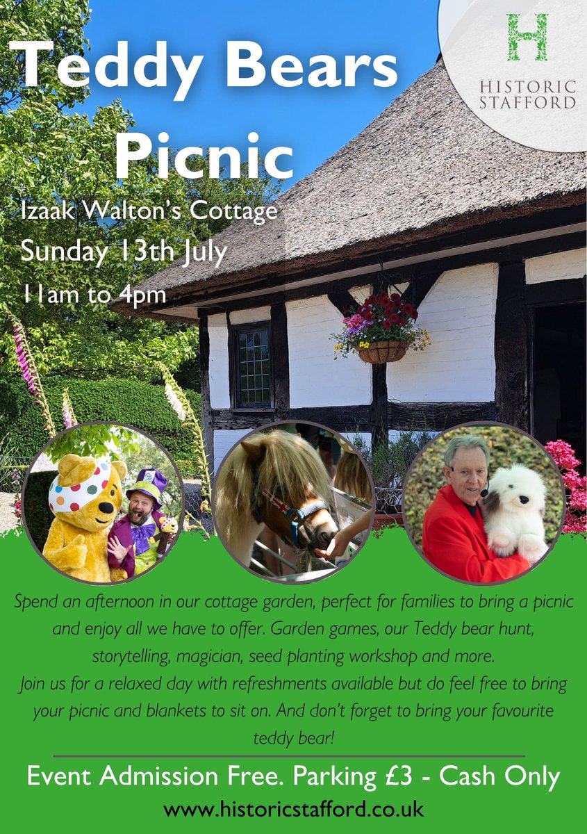 Todays the day the Teddy Bears have their Picnic! 🎵

Who is visiting us today at Izaak Walton's Cottage? Our family friendly event is the perfect trip out - full of magic, storytelling and games!

Oh, and don't forget your bear! 🐻