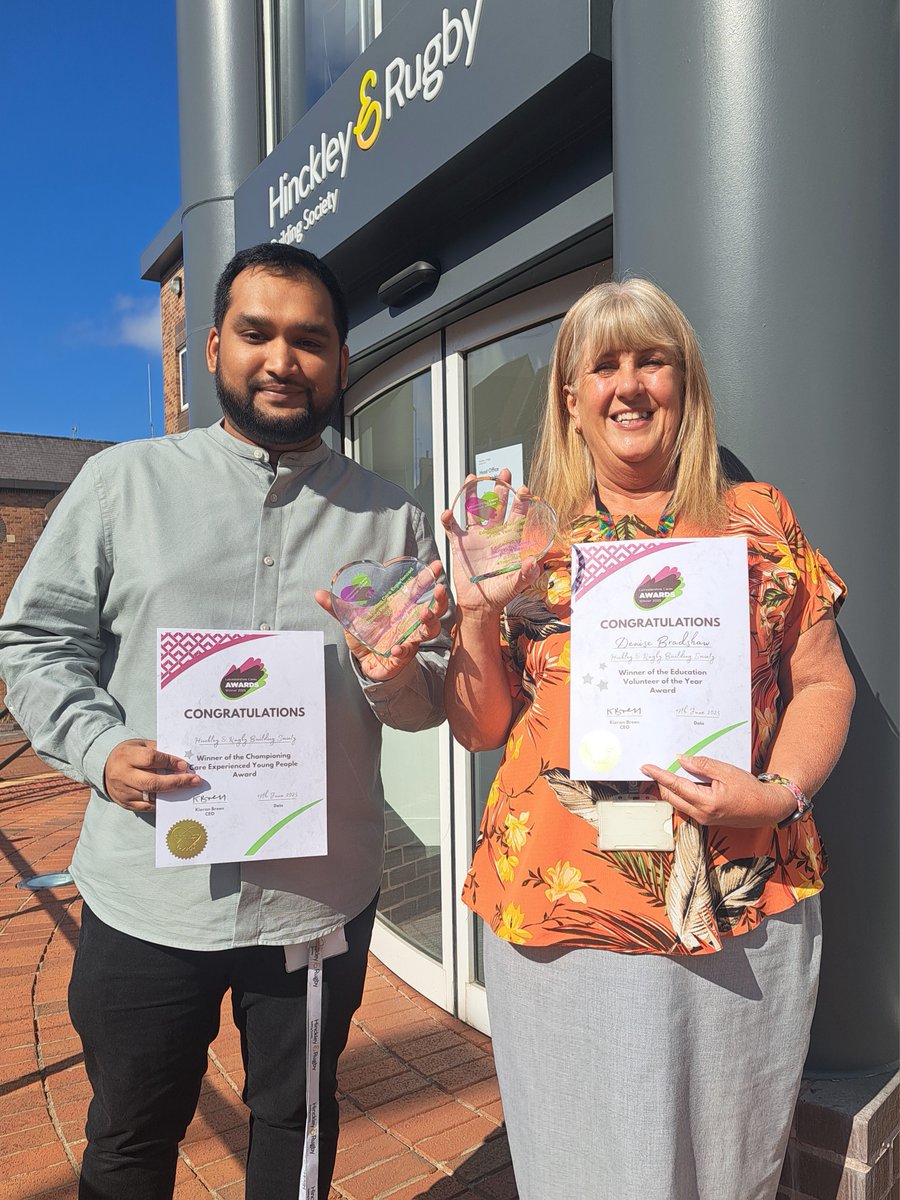 Hinckley and Rugby Building Society (@hinckleyrugbybs) on Twitter photo 🏆We’re thrilled to have won 2 awards from <a href="/LeicsCares/">Leicestershire Cares #TogetherWeCan</a>!
Congrats to:
🌟Mo Hussian, leading the charge Championing #CareExperienced Young People
📚Denise Bradshaw #EducationVolunteer of the Year
We’re proud of our team & grateful for the recognition!
#Volunteering #AwardWinners 🏆We’re thrilled to have won 2 awards from <a href="/LeicsCares/">Leicestershire Cares #TogetherWeCan</a>!
Congrats to:
🌟Mo Hussian, leading the charge Championing #CareExperienced Young People
📚Denise Bradshaw #EducationVolunteer of the Year
We’re proud of our team & grateful for the recognition!
#Volunteering #AwardWinners