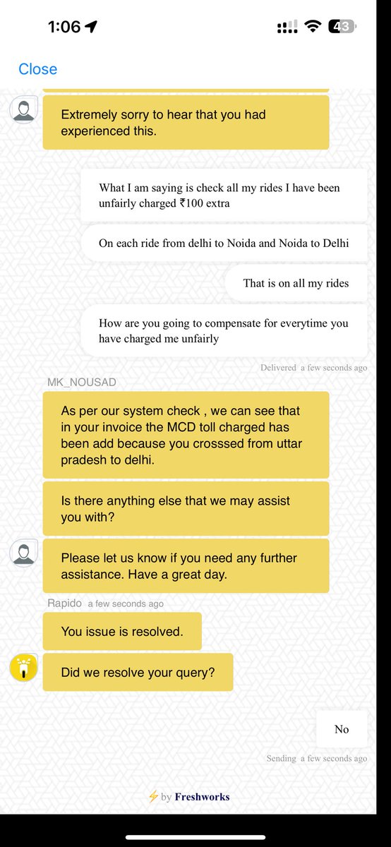 aayushkumar19_'s tweet photo. @RapidoCares Update : Without resolving issue @rapidobikeapp @RapidoCares they closed the chat, yes I did cross borders but there is no toll point in that the driver is not giving any toll money at any toll plaza . https://t.co/becFIDylk8