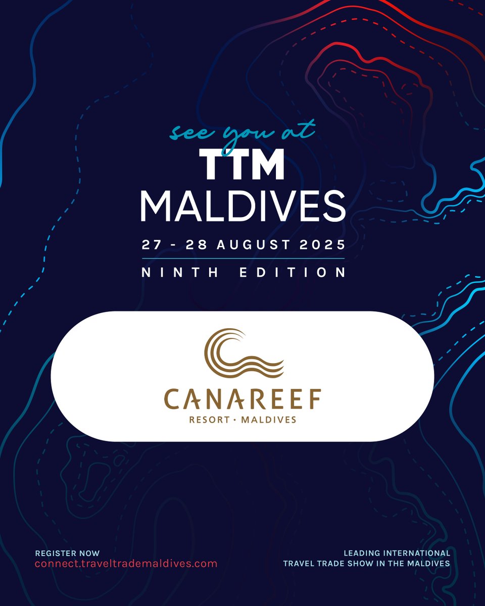 Canareef Resort Maldives (@canareef) on Twitter photo Canareef Resort Maldives will be taking part in ๐ง๐ง๐ ๐ ๐ฎ๐น๐ฑ๐ถ๐๐ฒ๐ ๐ฎ๐ฌ๐ฎ๐ฑ
Looking forward to connecting with industry partners and sharing more about what our resort has to offer. See you there!
#CanareefResortMaldives #TTMMaldives2025 #TravelTradeMaldives <a href="/traveltrademv/">Travel Trade Maldives</a> Canareef Resort Maldives will be taking part in ๐ง๐ง๐ ๐ ๐ฎ๐น๐ฑ๐ถ๐๐ฒ๐ ๐ฎ๐ฌ๐ฎ๐ฑ
Looking forward to connecting with industry partners and sharing more about what our resort has to offer. See you there!
#CanareefResortMaldives #TTMMaldives2025 #TravelTradeMaldives <a href="/traveltrademv/">Travel Trade Maldives</a>