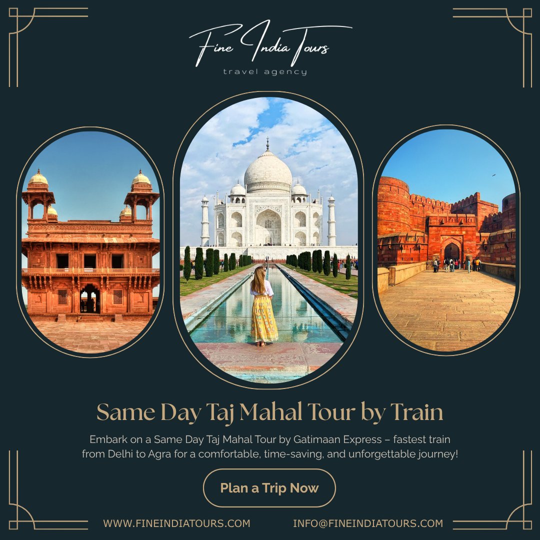 FineIndiaTours's tweet image. 🚆🌅 Same Day Taj Mahal Tour by Gatimaan Express!

Fast, scenic &amp;amp; smooth – explore Taj Mahal &amp;amp; Agra Fort in a single day from Delhi. Includes all transfers, tickets &amp;amp; optional guide.

🌐 fineindiatours.com/taj-mahal-tour…

#TajMahalByTrain #SameDayAgraTour #GatimaanExpress #fineindiatours