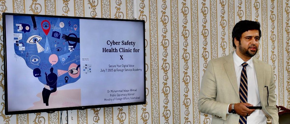 fsaisbpk's tweet photo. Dr. @Waqar_Ranjha , Public Diplomacy Advisor at @ForeignOfficePk, led workshops at @fsaisbpk on Cyber Security, Effective Social Media Management &amp; Fighting Misinformation, essential for safeguarding 🇵🇰’s narrative in today’s digital landscape.

#DigitalDiplomacy #Disinformation https://t.co/rNneZblVmR