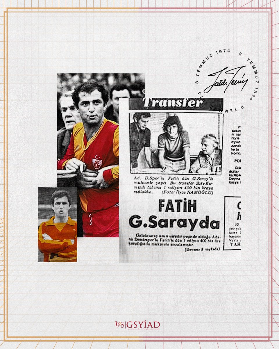 51 yıl önce gönüllere atılan bir imza, Galatasaray'ın ve Türk futbolunun tarihine geçecek başarıların ilk adımı olmuştu...

8 Temmuz 1974'te efsanemiz Fatih Terim Galatasaray'a ilk imzasını attı. ✍️ 
<a href="/fatihterim/">Fatih Terim</a> 💛❤️