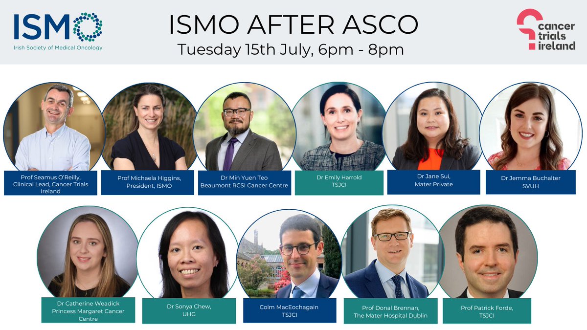 CancerTrialsIreland 🌈 (@cancertrials_ie) on Twitter photo 📅 Just one week to go!
Join Professors <a href="/mhigginsonc/">Michaela Higgins</a> and <a href="/Seamusoreilly18/">Seamus O’Reilly MD PhD</a> for ISMO After-ASCO 2025 - your expert-led Irish review of the key highlights from #ASCO25.
🕕 Tuesday 15 July, 6–8 PM
💻 Online | Free, but registration required
🔗 Register now to join: 📅 Just one week to go!
Join Professors <a href="/mhigginsonc/">Michaela Higgins</a> and <a href="/Seamusoreilly18/">Seamus O’Reilly MD PhD</a> for ISMO After-ASCO 2025 - your expert-led Irish review of the key highlights from #ASCO25.
🕕 Tuesday 15 July, 6–8 PM
💻 Online | Free, but registration required
🔗 Register now to join: