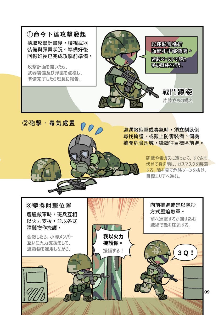 殆どの台湾の成人男子にできる攻撃行動。(義務兵の新兵訓練)

新制度と旧制度はほぼ同じ。 