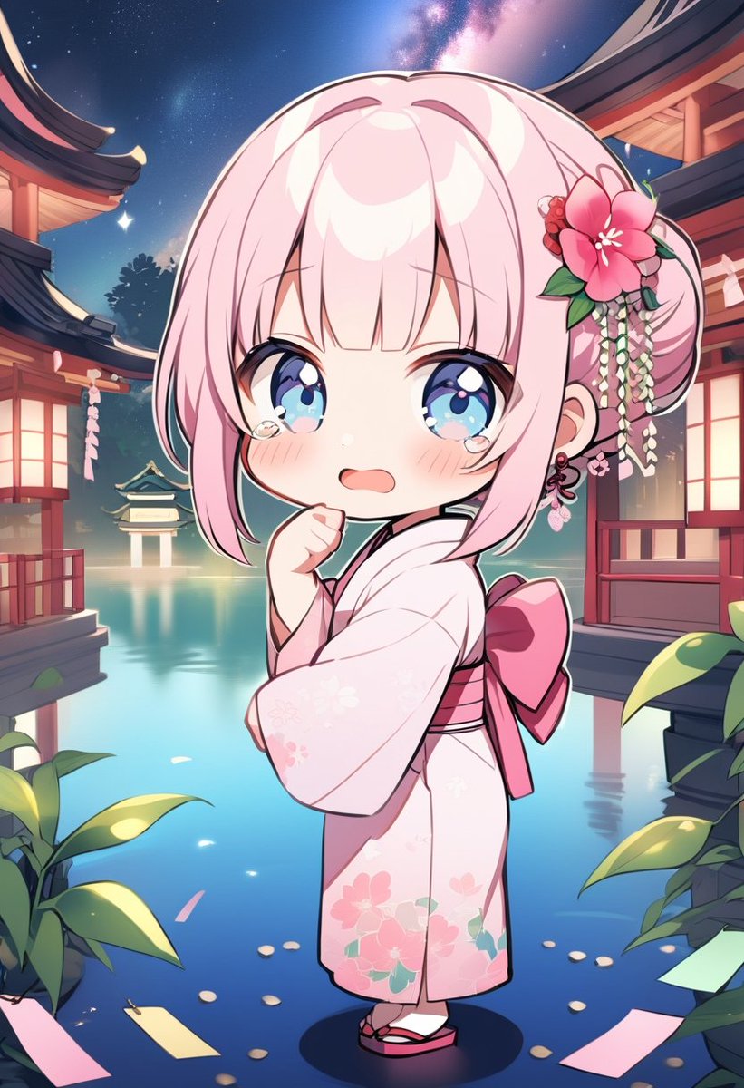 #dobbycanvas #AIart #AIイラスト 
こんばんは🌇
本日も暑い中お疲れ様でした(๑•̀ㅁ•́ฅ)✨

昨日作成した七夕イラストですが、
浴衣姿のふぇ〜んちゃんが好評だったので
今日から毎日(忘れてなければ💦)
夕ポストに1枚ずつ公開していきますね🎋

ハロウィンやクリスマスの時は