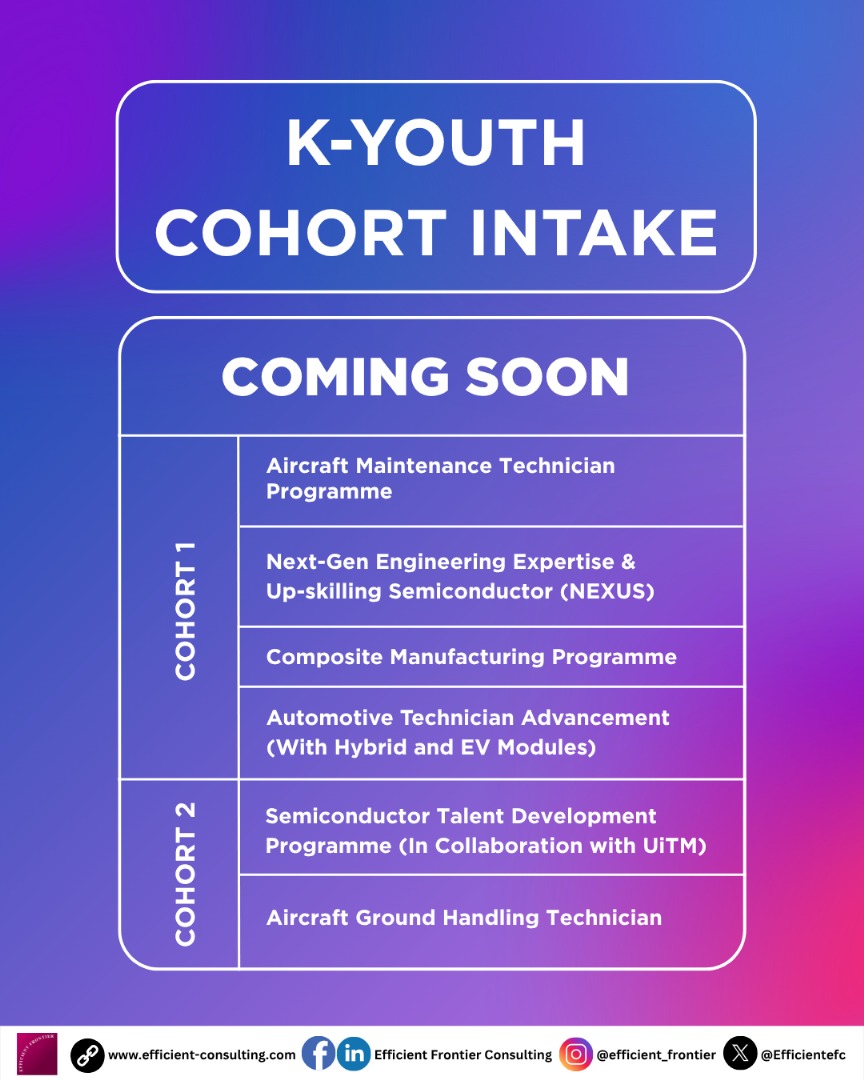 Efficientefc's tweet image. Looking to upskill in aerospace, semiconductors, or automotive?
K-Youth 2025 brings you structured training programmes with opportunities for real industry placement.

🎯 Secure your spot in our July &amp;amp; August 2025 cohorts.
🌐 Apply now at efficient-consulting.com/course/k-youth…

#KYouth2025
