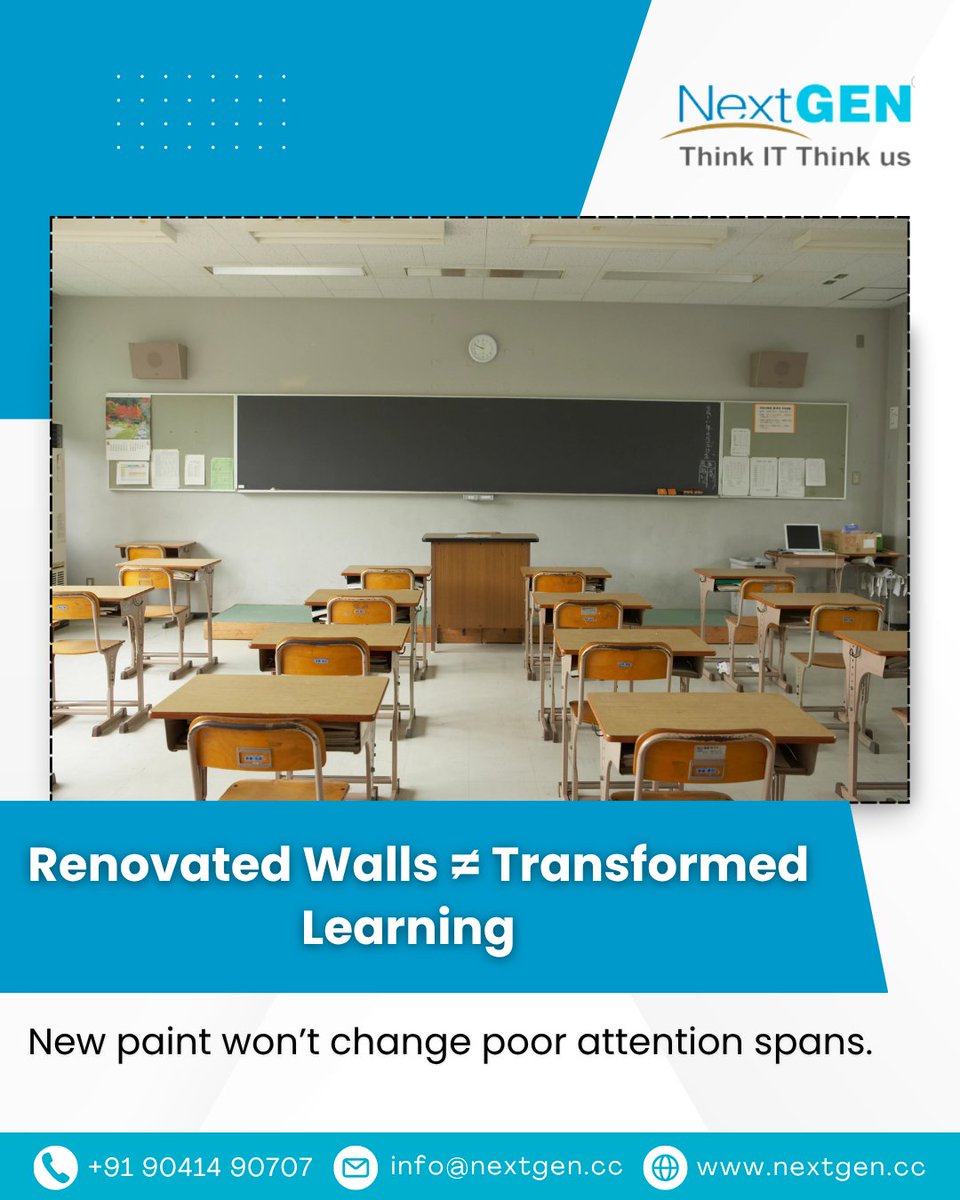 NextGenera78667's tweet image. No amount of renovation upgrades student outcomes… Until you upgrade the way you teach.

#UpgradeLearning #ClassroomTransformation #BeyondRenovation #DigitalClassroom #TeachingUpgrade #EdTech #Punjab  #NextGenerationComputers #India