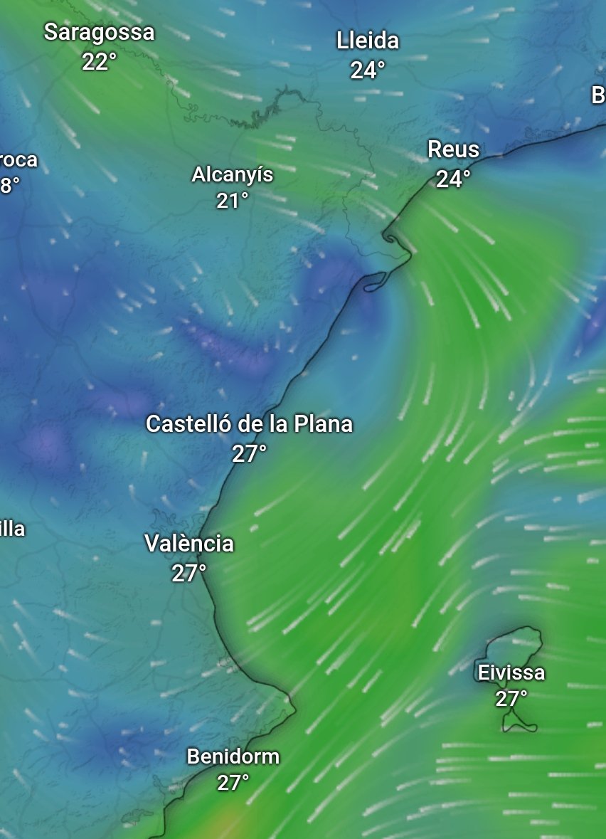L'olor a cremat provocat pel fum de #IFPaüls arriba fins a les comarques de València i Alacant, amb les fortes ventades que recorren la mar #EmergènciaClimàtica