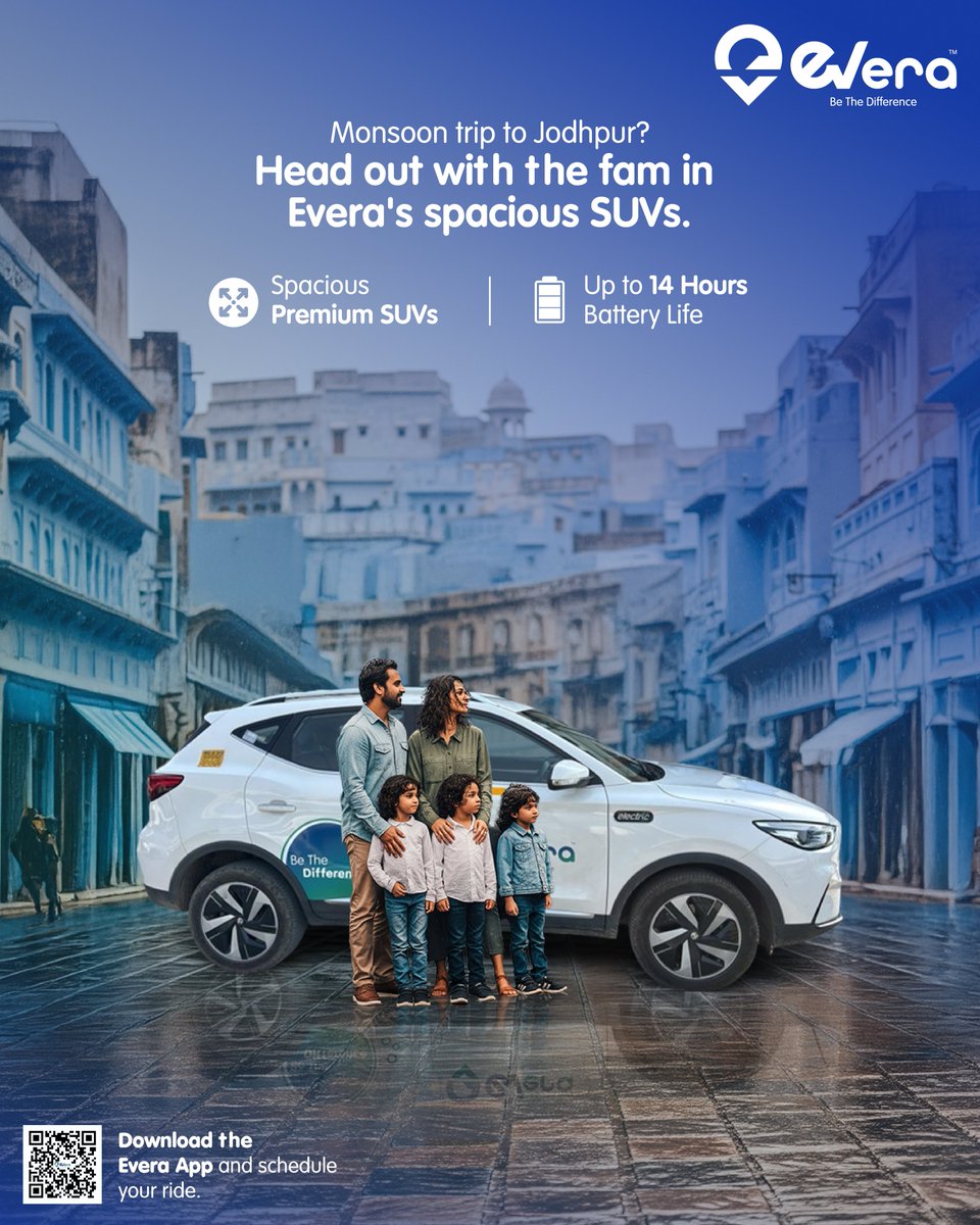 Rainy roads. Royal vibes. Room for the whole fam.

Monsoon getaways just hit different with <a href="/everacabs/">Everacabs</a>  ☔🚗

📲 Click the link qrcodes.pro/2g0L5e to download the app and schedule your ride today!

#FamilyDriveGoals #Jodhpur #Bluecity #Roadtrip #MonsoonInIndia
