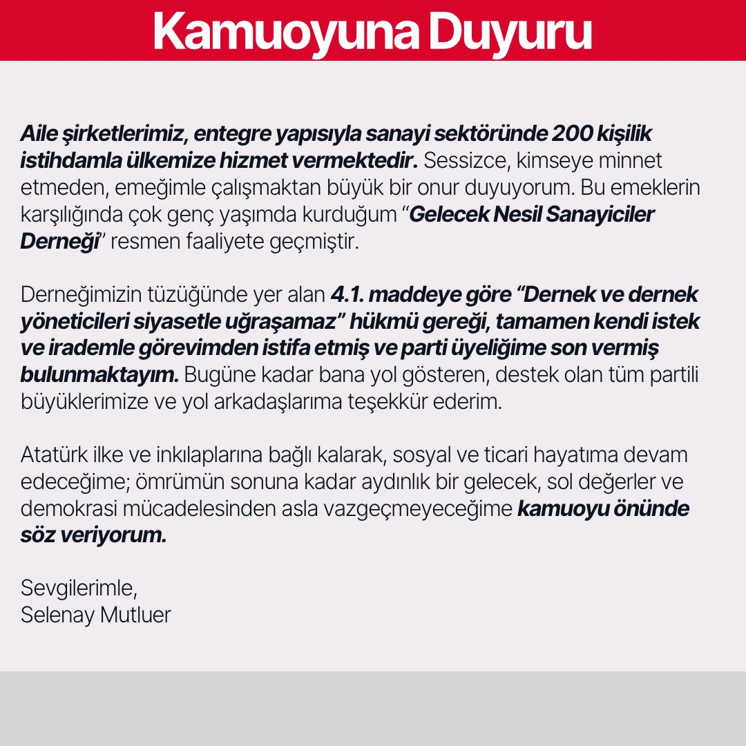 Kamuoyuna Duyurumdur;