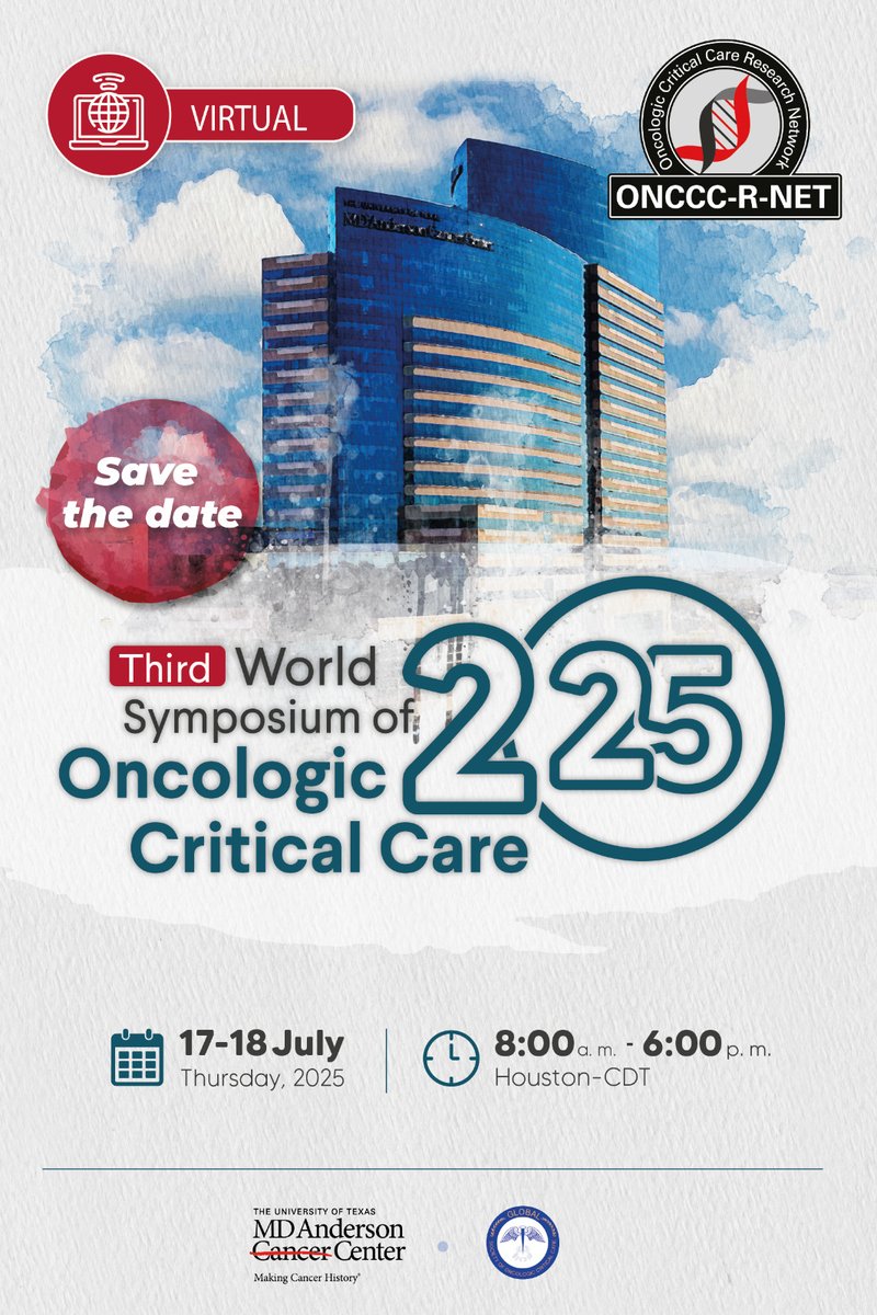 El 17 y el 18 de julio se celebra en formato online el 3° Simposio Mundial de Cuidados Críticos Oncológicos de la ONCCC-R-NET.
Más información e inscripción en wsoccvirtual.com
#oncologíacrítica <a href="/ONCCCRNET/">ONCCC-R-NET</a>