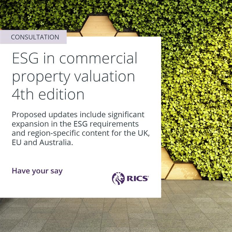 🌎 Help us strengthen ESG standards in commercial property valuation. 

We're updating our ESG in commercial property valuation standard and need your feedback to shape the latest edition. Consultation closes 12 September 2025. 

Share your feedback now 👉 ms.spr.ly/6016SfKcE