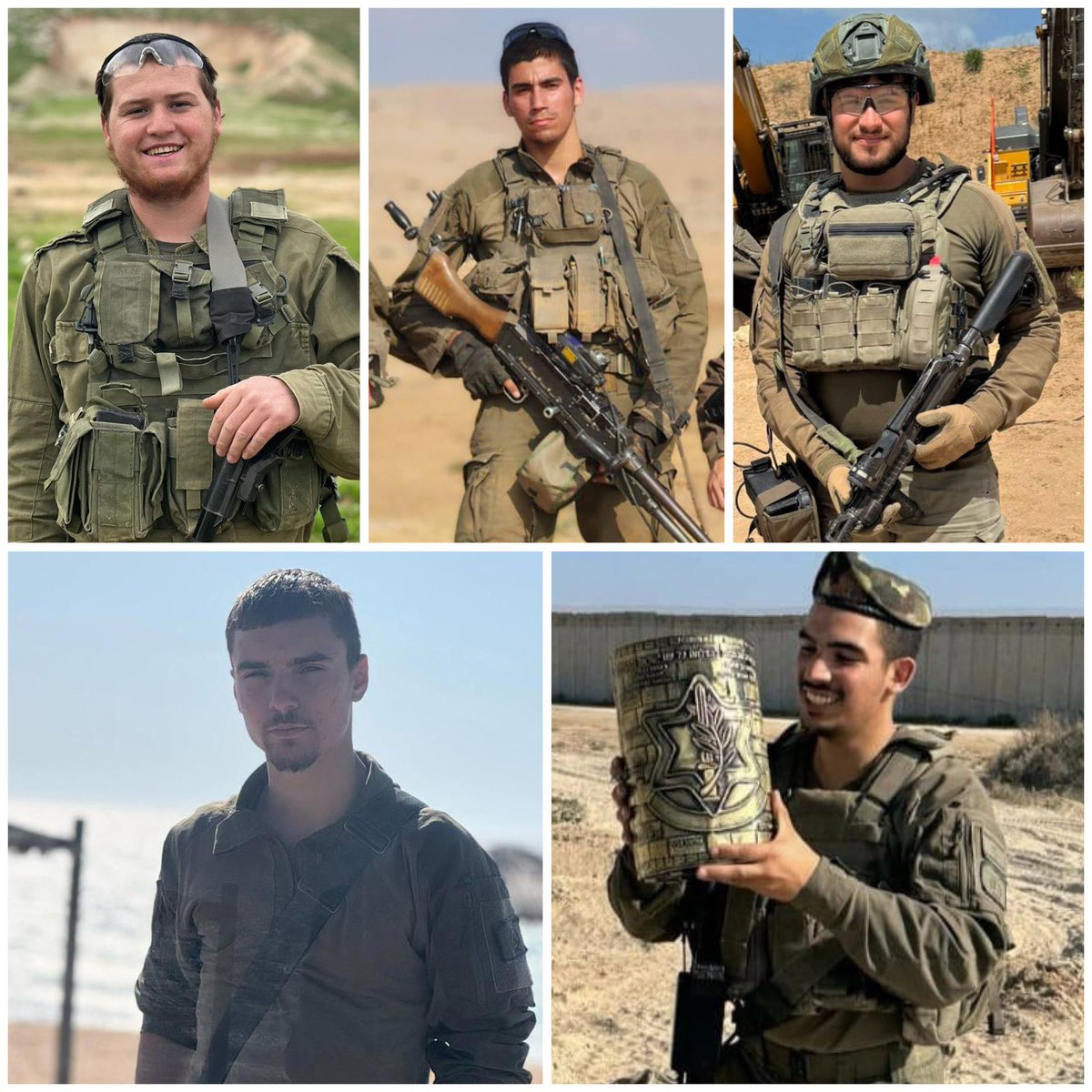 Terrible nouvelle…

L’armée israélienne annonce la mort de cinq soldats, tués hier lors d'une opération nocturne dans le nord de la bande de Gaza contre des terroristes du Hamas :

- Le sergent-chef Meir Shimon Amar, 20 ans

- Le sergent Moshe Nissim Frech, 20 ans

- Le sergent