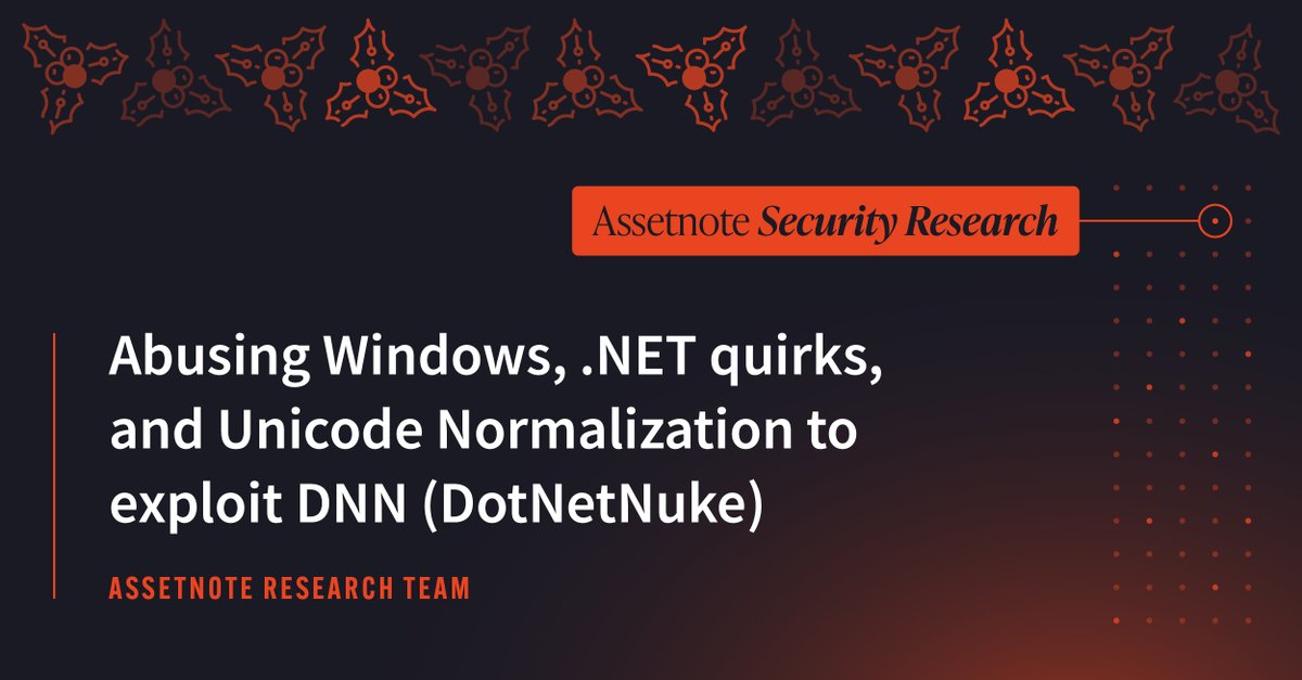 assetnote's tweet image. Continuing @SLCyber’s Christmas in July posts, our Security Research team discovered a pre-authentication NTLM hash disclosure vulnerability in DNN (formerly DotNetNuke), assigned CVE-2025-52488. Read more on our blog here: slcyber.io/assetnote-secu…