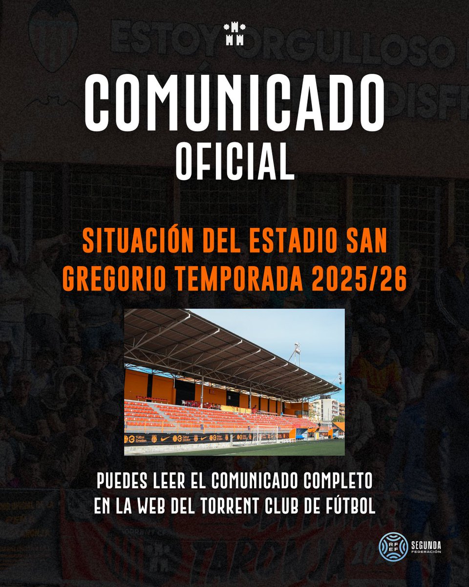 𝗖𝗢𝗠𝗨𝗡𝗜𝗖𝗔𝗗𝗢 𝗢𝗙𝗜𝗖𝗜𝗔𝗟: El Torrent CF y el <a href="/Aj_Torrent/">Ajuntament de Torrent</a>  ya trabajan de forma conjunta para adecuar San Gregorio para la temporada 2025/26.

torrentclubdefutbol.com/comunicado-ofi…