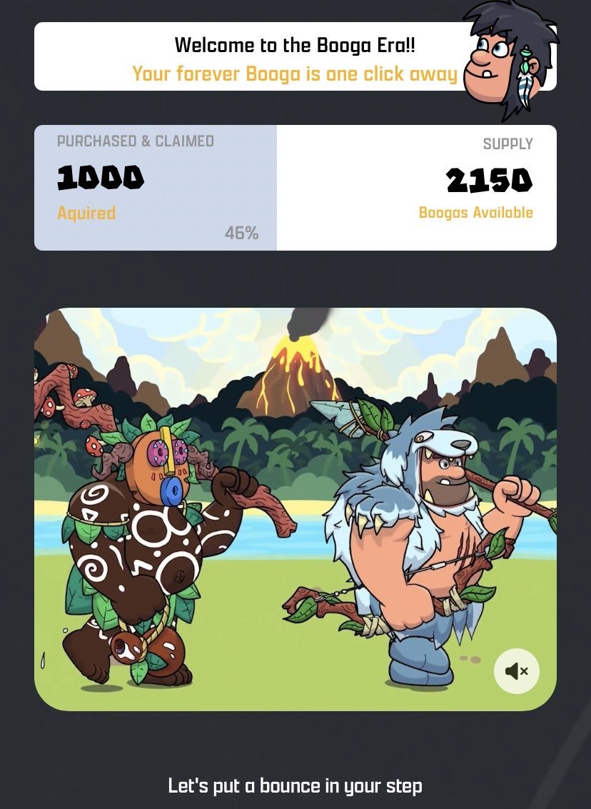 We’ve hit a mammoth milestone—1,000 Boogas minted 😎

To celebrate, we’re giving away FREE BOOGAS as part of a mint promo!

Here’s how it works 👇

🔹 For every 5 Boogas minted, we’ll raffle off 1 FREE BOOGA to the minters in that group!

👤 If 1 person mints 5 Boogas, they