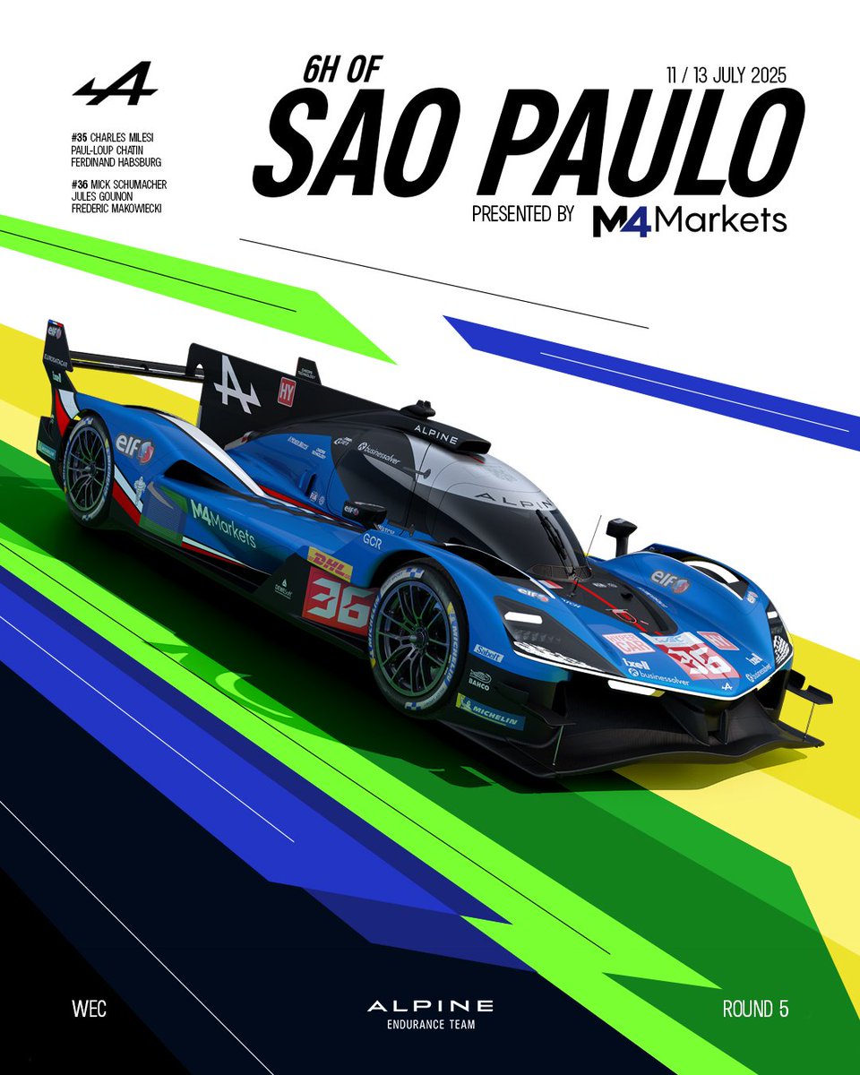 Oi, Brasil! 👋🏼🇧🇷 It’s 𝙍𝘼𝘾𝙀 𝙒𝙀𝙀𝙆!
Interlagos, here we come 🥁

#AlpineEnduranceTeam