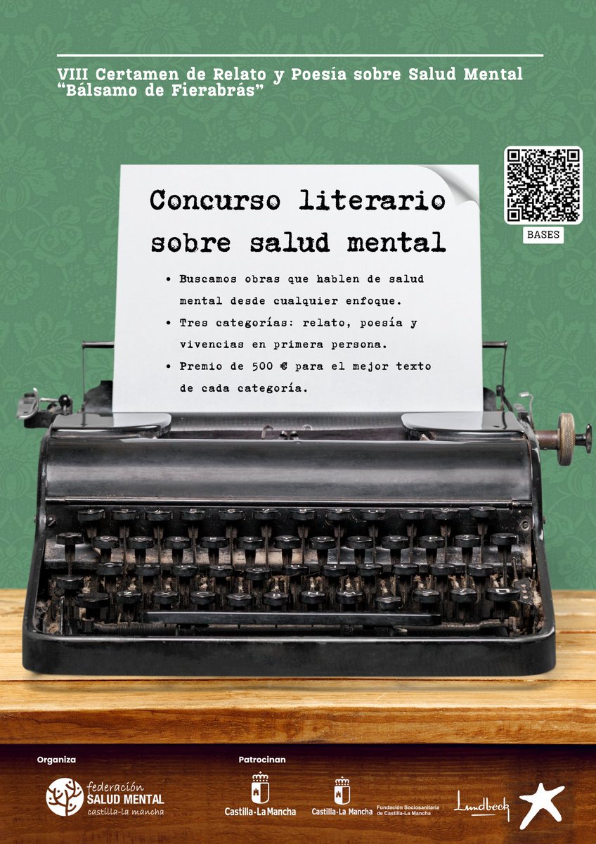 ✨¡Vuelve el Bálsamo!

✍️Un año más (y ya van ocho) ponemos en marcha nuestro concurso literario. Una iniciativa clave para dar voz a la #SaludMental a través de la escritura... ¡y con la que puedes ganar 500€!

Toda la info y bases: saludmentalclm.com/noticiars.php?…