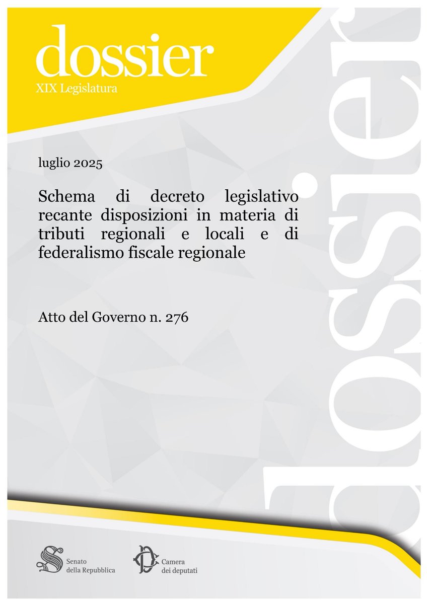 NL257 - A.G. 276  - Tributi regionali e locali e di federalismo fiscale regionale
senato.it/service/PDF/PD…