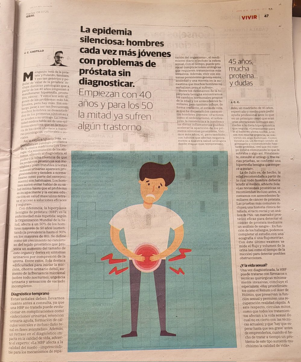 Yolanda Casares Alcalá (@yolanda_casares) on Twitter photo La epidemia silenciosa: hombres cada vez más jóvenes con problemas de próstata sin diagnosticar.
Empiezan con 40 años y para los 50 la mitad ya sufren algún trastorno.
Vía <a href="/ideal_granada/">ideal_granada</a> La epidemia silenciosa: hombres cada vez más jóvenes con problemas de próstata sin diagnosticar.
Empiezan con 40 años y para los 50 la mitad ya sufren algún trastorno.
Vía <a href="/ideal_granada/">ideal_granada</a>