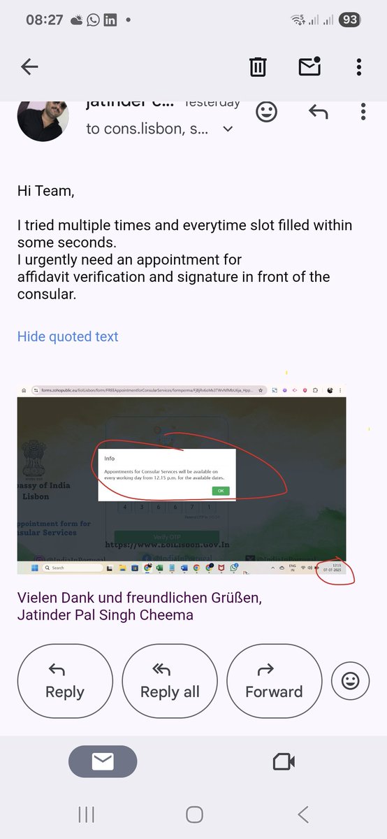 jatindercheema's tweet photo. @MEAIndia @narendramodi
I have to get signature validated and notarized in Lisbon, Portugal.
We have a very bad situation in Portugal, with regard to getting an appointment for any work related to Embassy.
From 9 days, I am trying to have an appointment.
#IndianEmbassyPortugal https://t.co/OCC7HtIW8S